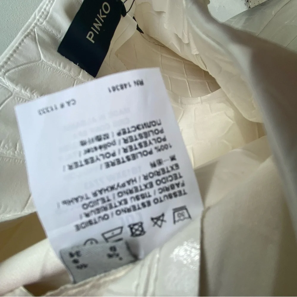 NEW Pinko White Croc Embossed Faux Leather Moto Legging Pants Size 40 - Picture 8 of 8